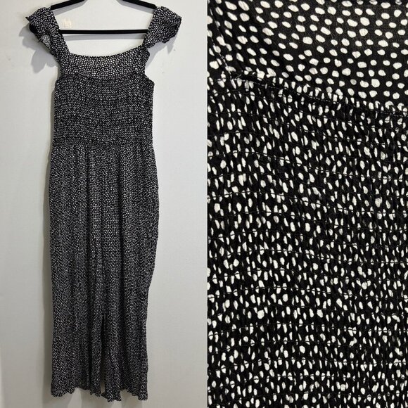 Black and White Polka Dot Romper Size Large - Picture 1 of 12
